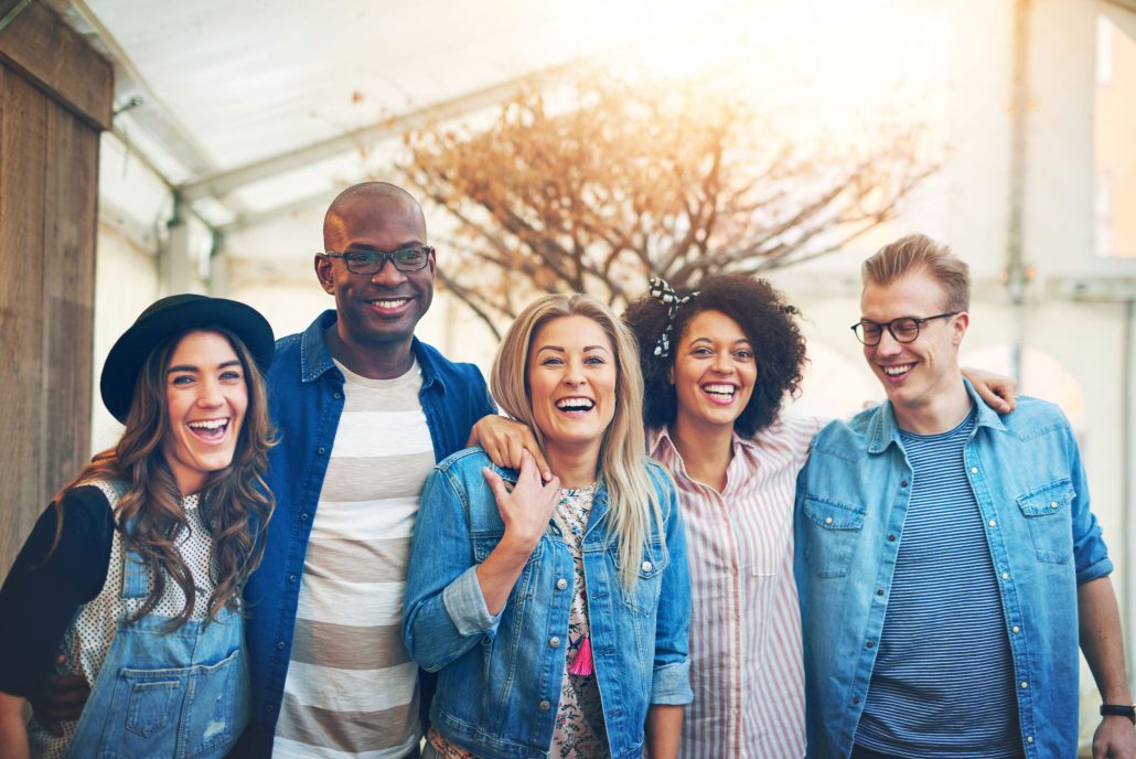 group of people laughing